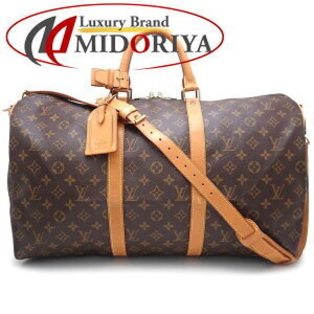 LOUIS VUITTON Monogram Keepall Bandouliere Boston Bag Brown